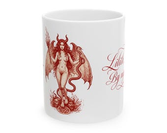 Lilith Demoness Illustration Mug | Occult Pentagram Witchcraft Artwork
