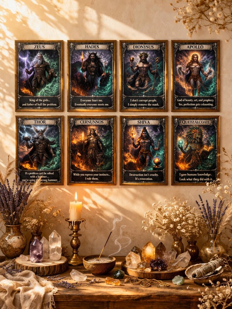 Mythology Gods Tarot Cards PNG Bundle, Oracle Deck Printable, Occult ...