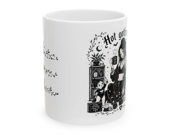 Hot Goth Witch ceramic mug | Witchy tea coffee mug, gothic illustration