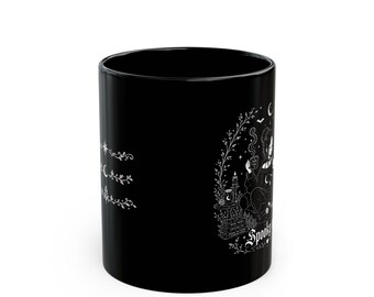 Spooky Mom Illustration Mug | Black Ceramic Mug