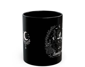 Spooky Mom illustration mug | Black Ceramic Mug (11oz, 15oz)
