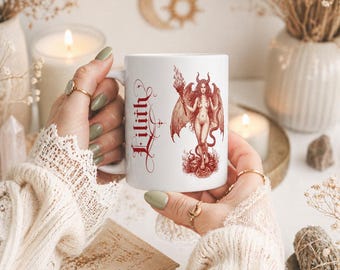 Mug rituel de Lilith | Mug de sorcière gothique | Esthétique féminine sombre | Mug ésotérique | Cadeau pour une sorcière | Mug bohème chic et envoûtant