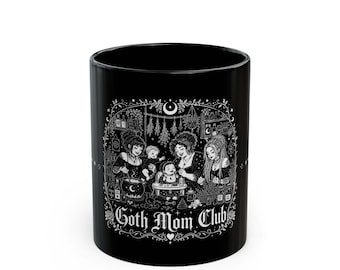 Goth Mom Club Mug | Black Ceramic Coffee Cup