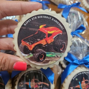 One Dozen Custom Super Monster Jam Cookies, Personalized Edible Photo Birthday Cookies, Handcrafted Cookies, Customized Birthday Images