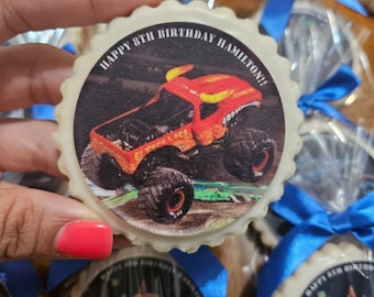 One Dozen Custom Super Monster Jam Cookies, Personalized Edible Photo Birthday Cookies, Handcrafted Cookies, Customized Birthday Images