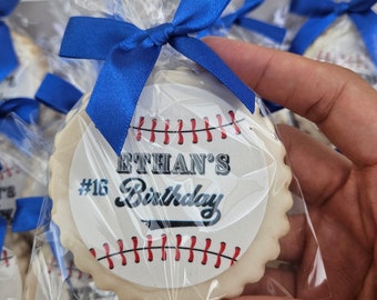 One Dozen Custom Baseball Birthday Cookies, Personalized Edible Photo Birthday Cookies, Handcrafted Cookies, Customized Birthday Images