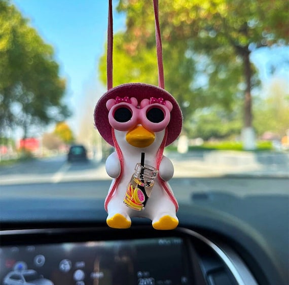 Cheap Cute Car Accessories for Women Girl Cool Swinging Duck Car Hanging  Ornament Rear View Mirror Accessories Car Mirror Hanging Accessories Cute