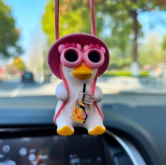 Cute Anime Pink Duck Swing Interior Car Decoration Lemonade Girl