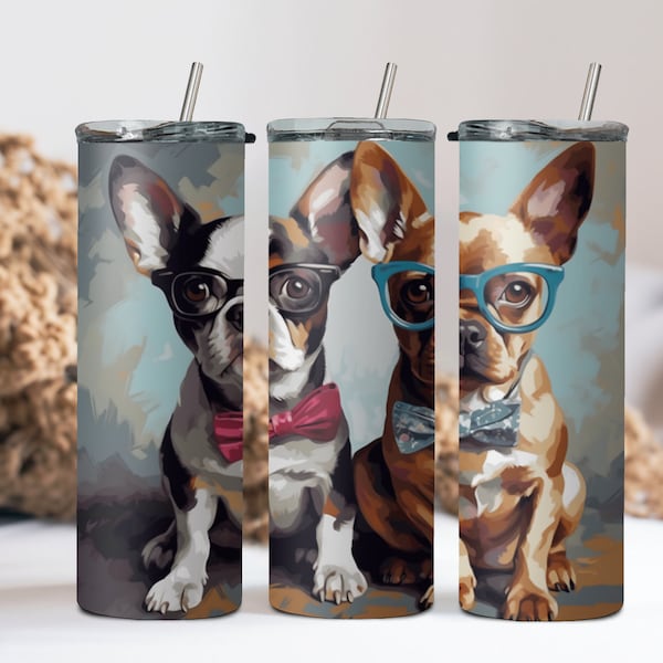 Nerdy Dogs Tumbler Design, 20oz Straight Skinny Tumbler Design PNG, Cute Dog Sublimation Wrap Design, Funny Dog Tumbler Wrap Digital Design