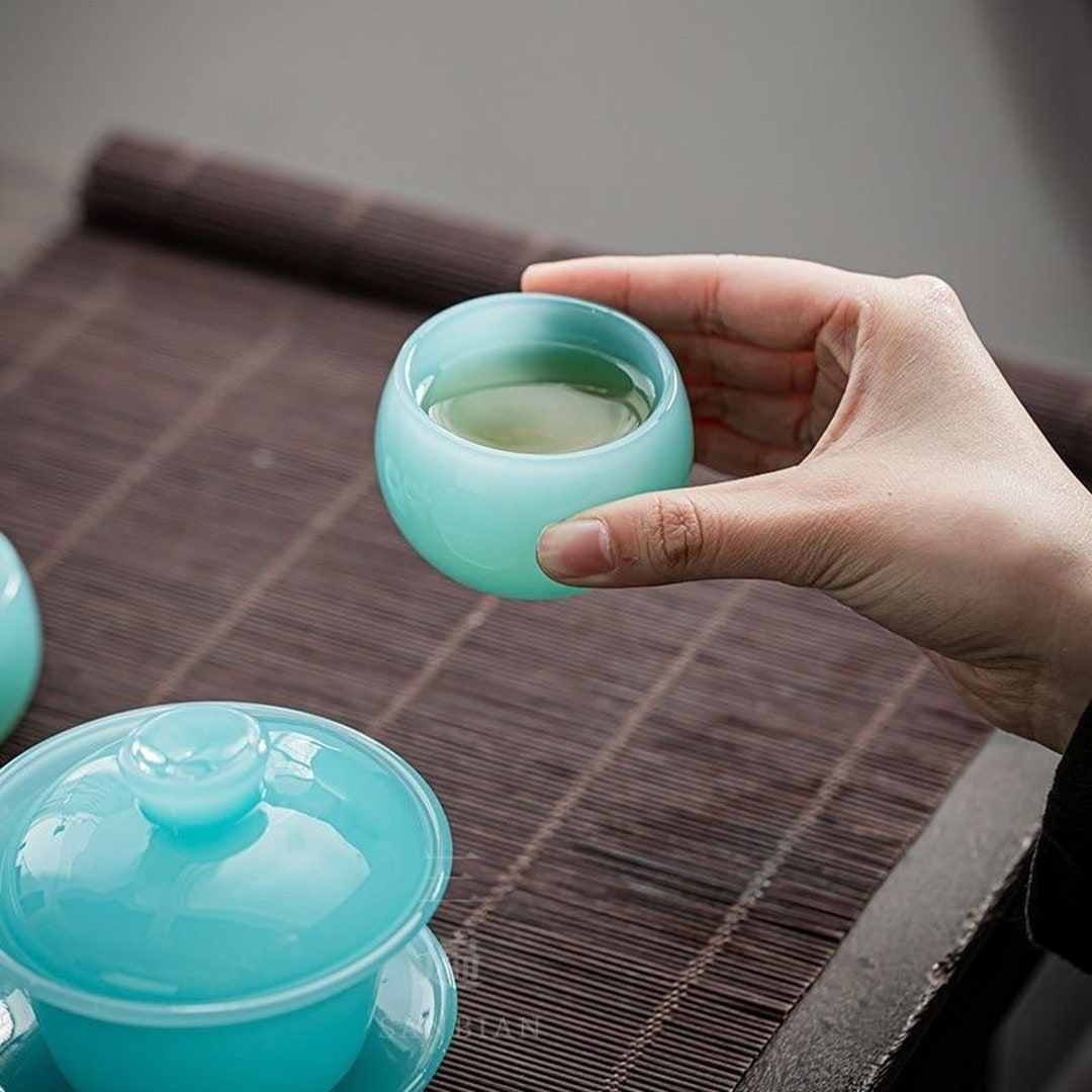 Sky Blue Glass Tea Cups Handmade Tea Cups Sky Blue Tea Cups Etsy