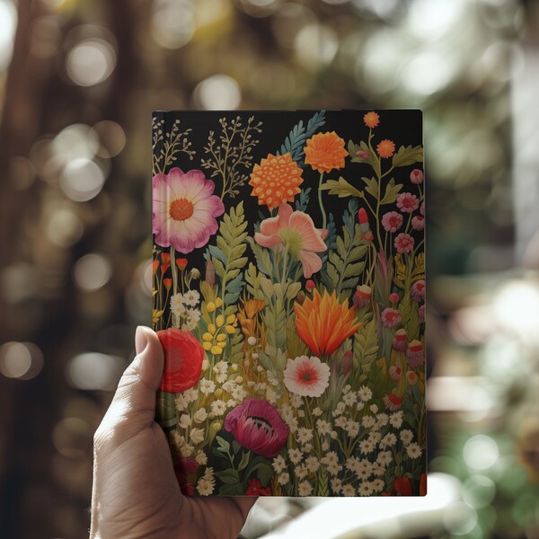 Floral Garden Notebook Journal | Colorful Art Notebook Cover Cute Journal | Painted Style