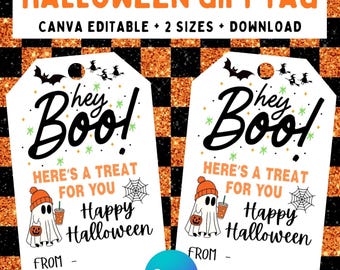 EDITABLE Halloween Tag, Halloween Party Gift Tag, Halloween Favor Tag, Trick or Treat Favor Tag, Halloween Treat Tags, Cute Halloween Cards