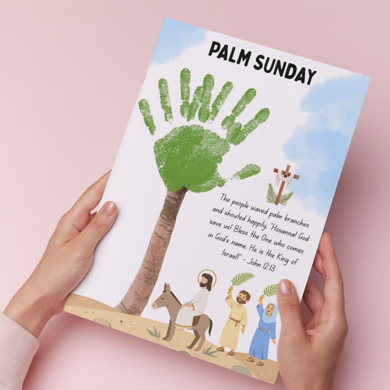 Palm Sunday Handprint Craft Printable, Christian Easter Activity for ...