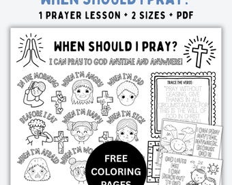 Mantel individual y páginas para colorear con actividades de oración, lección de escuela dominical (descarga digital)