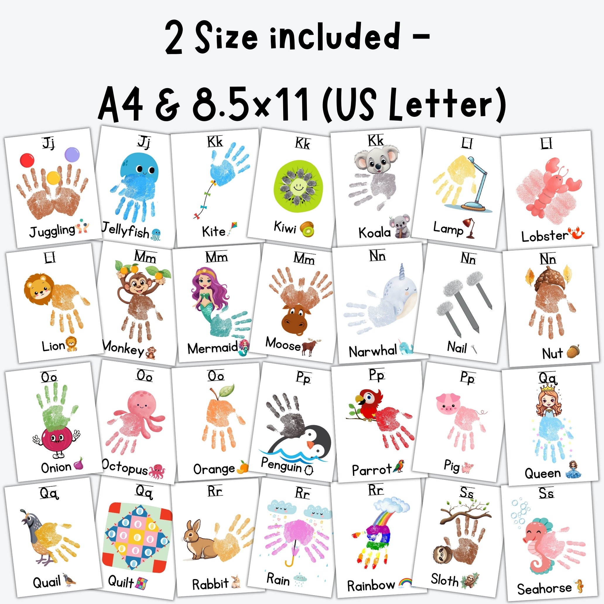 Handprint Alphabet Book Template Preschool Kindergarten Craft DIY Handprint Alphabet Book Template Preschool Kindergarten Craft DIY