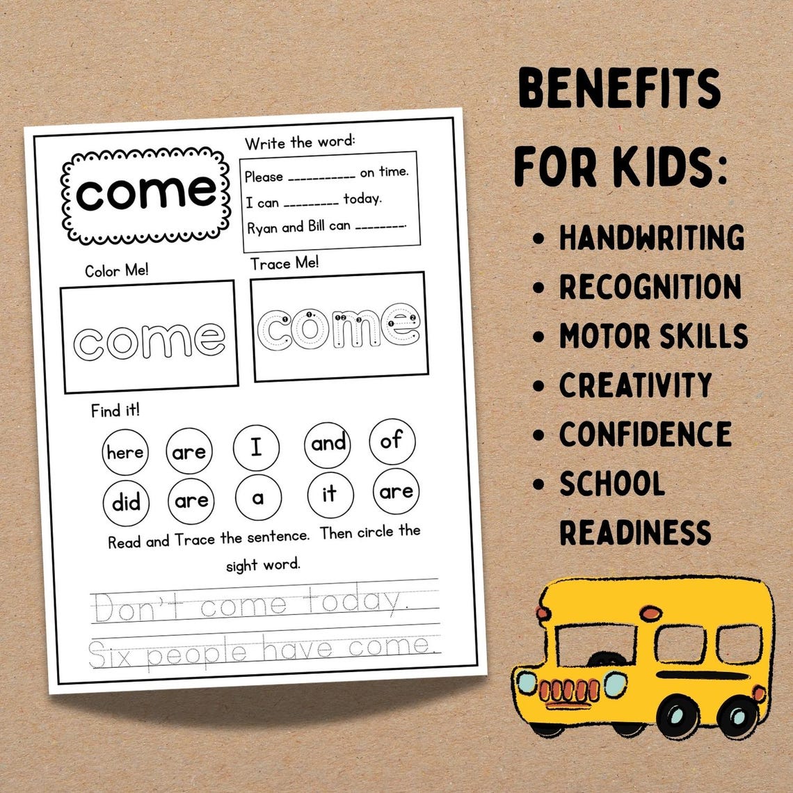 Printable Sight Words Worksheets for Kids, Sight Words Workbook ...