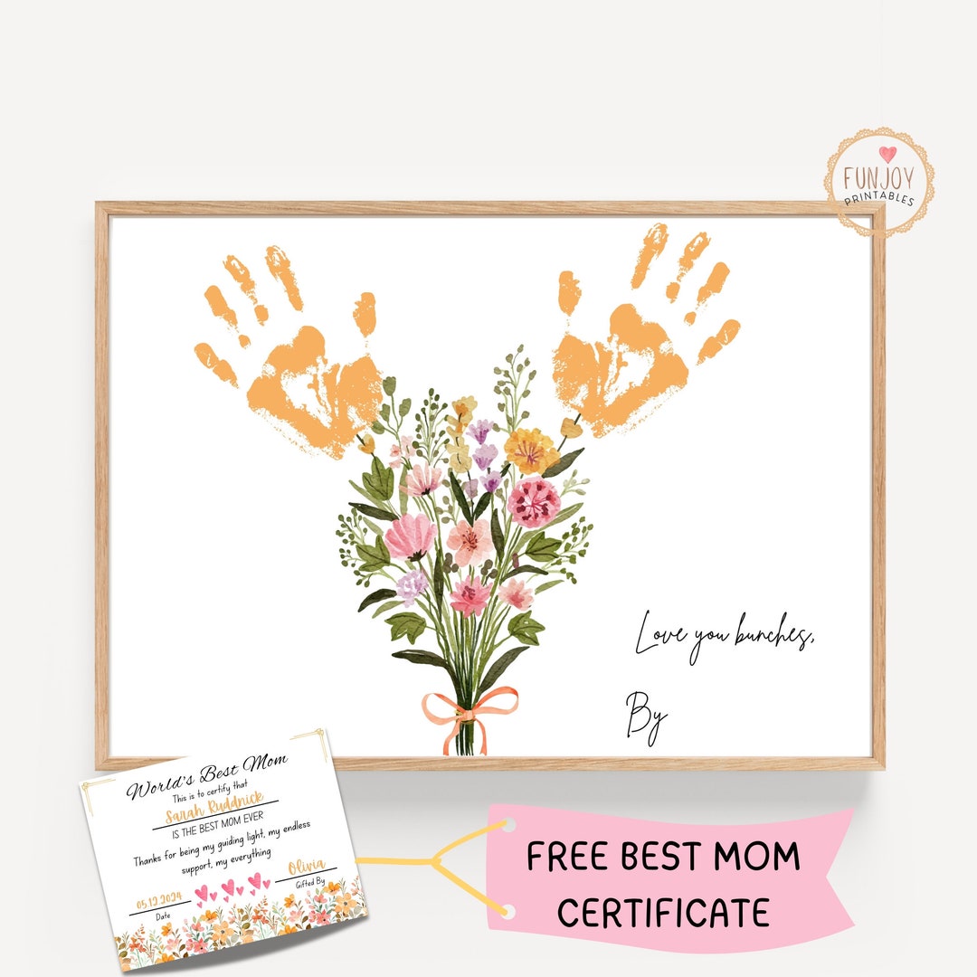 Flower Handprint Craft Art, Printable Handprint Template, Handprint ...