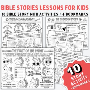 Storie della Bibbia STAMPABILI per bambini, pagina da colorare della Bibbia per bambini, attività biblica per la chiesa, foglio di tappetino per attività della scuola domenicale, tovaglietta per attività biblica