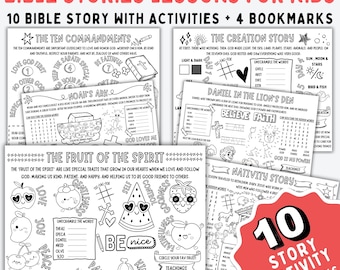 PRINTABLE Bible Stories Kids, Bible Coloring Page Kids, Bible Activity for Church, Sunday School Activity Mat Sheet, Bible Activity Placemat