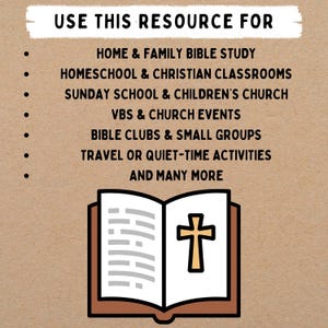 Puede incluir: Un libro abierto con una cruz dorada en la p&aacute;gina derecha, con el texto superior que dice "USE ESTE RECURSO PARA" y una lista de usos que incluyen el estudio de la Biblia, la escuela dominical y los eventos de la iglesia. El fondo es de color marr&oacute;n claro.