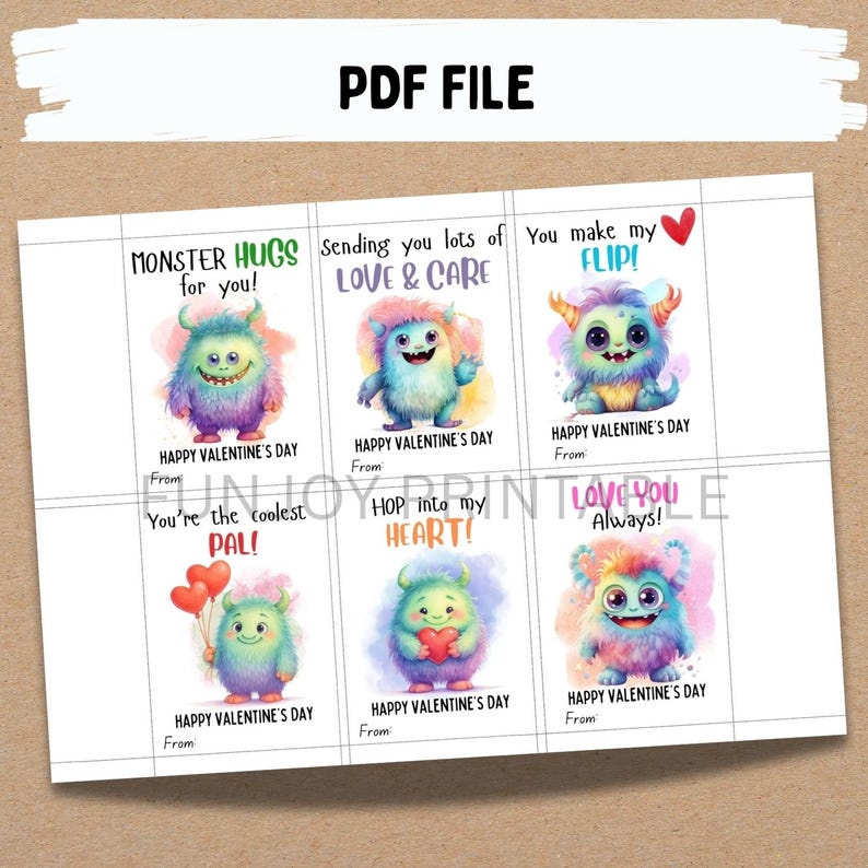 EDITABLE Cute Monster Valentine Cards, Classroom Valentines Day Cards ...