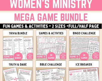 Women's Ministry Game Bundle: PRINTABLE Bible Games, Trivia, Ice Breaker, Bingo (Digital Download)