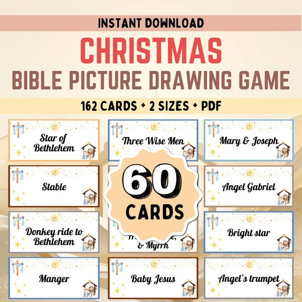 Nativity Drawing Game - Christmas Christian Party Game Printable, Nativity Activity (Digital Download)
