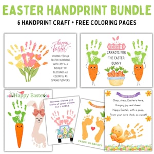 Frohe Ostern Handabdruck Fußabdruck Art Craft Bundle, Ostern Handwerk für Kinder Baby Kleinkind, Erinnerung Andenken, DIY Karte, druckbare Ostern Handwerk