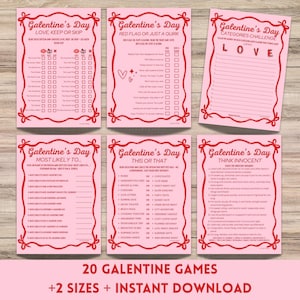 Galentine Games Night for Adults - PRINTABLE Galentine Party Games for Girls, Valentines Day Group Games - Instant Download image 1