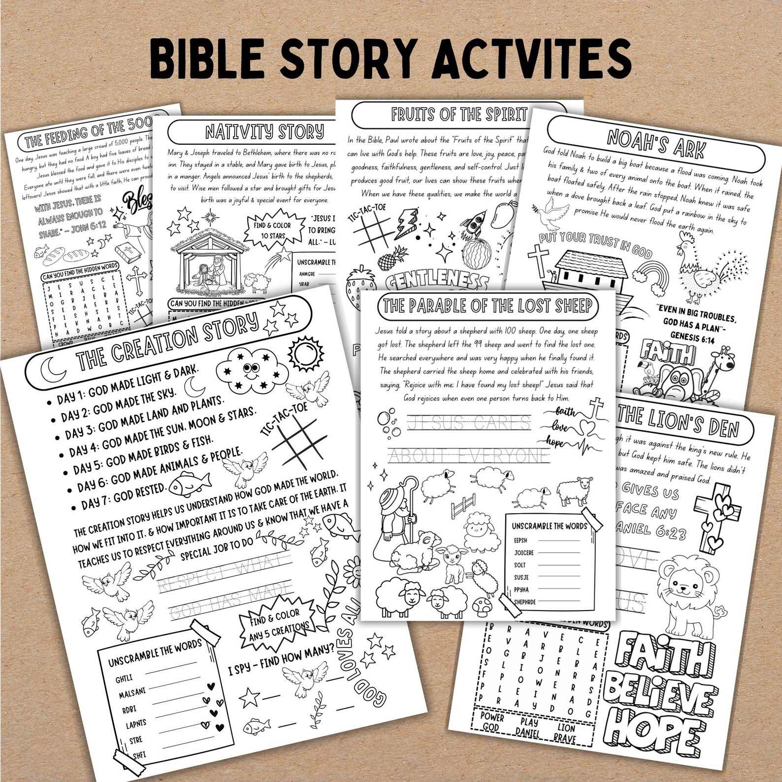 PRINTABLE Sunday School Activity BUNDLE Sunday School Craft Church