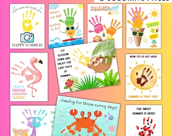 Summer Handprint Art, Summer Handprint Activity for Kids, Summer Crafts, Summer Activities Kids, Summer Handprint Art Toddler, Summer BUNDLE
