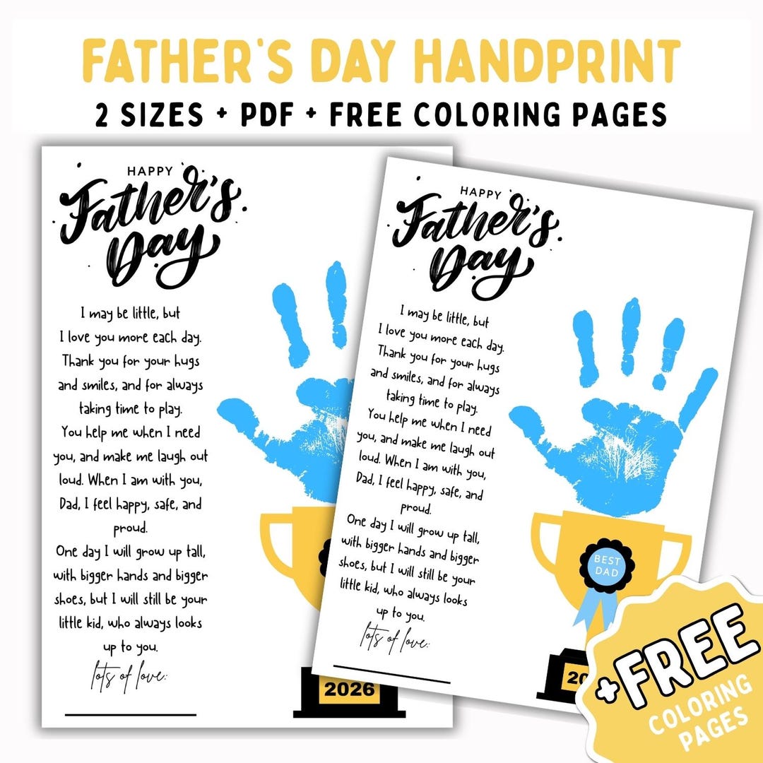 Trophy Handprint Art Craft, Father's Day Gift for Dad, the Best Dad ...