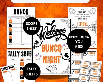 Halloween Bunco Game Printable, Score Sheets, Tally Cards, Halloween Party Game (Digital Download)