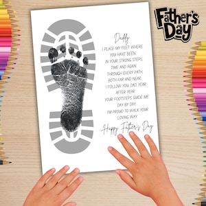 Father’s Day Footprint Poem PRINTABLE, DIY Gift for Dad, Daddy, Grandpa, Toddler Keepsake Craft Card Preschool, Father Day Hand Print, DIY
