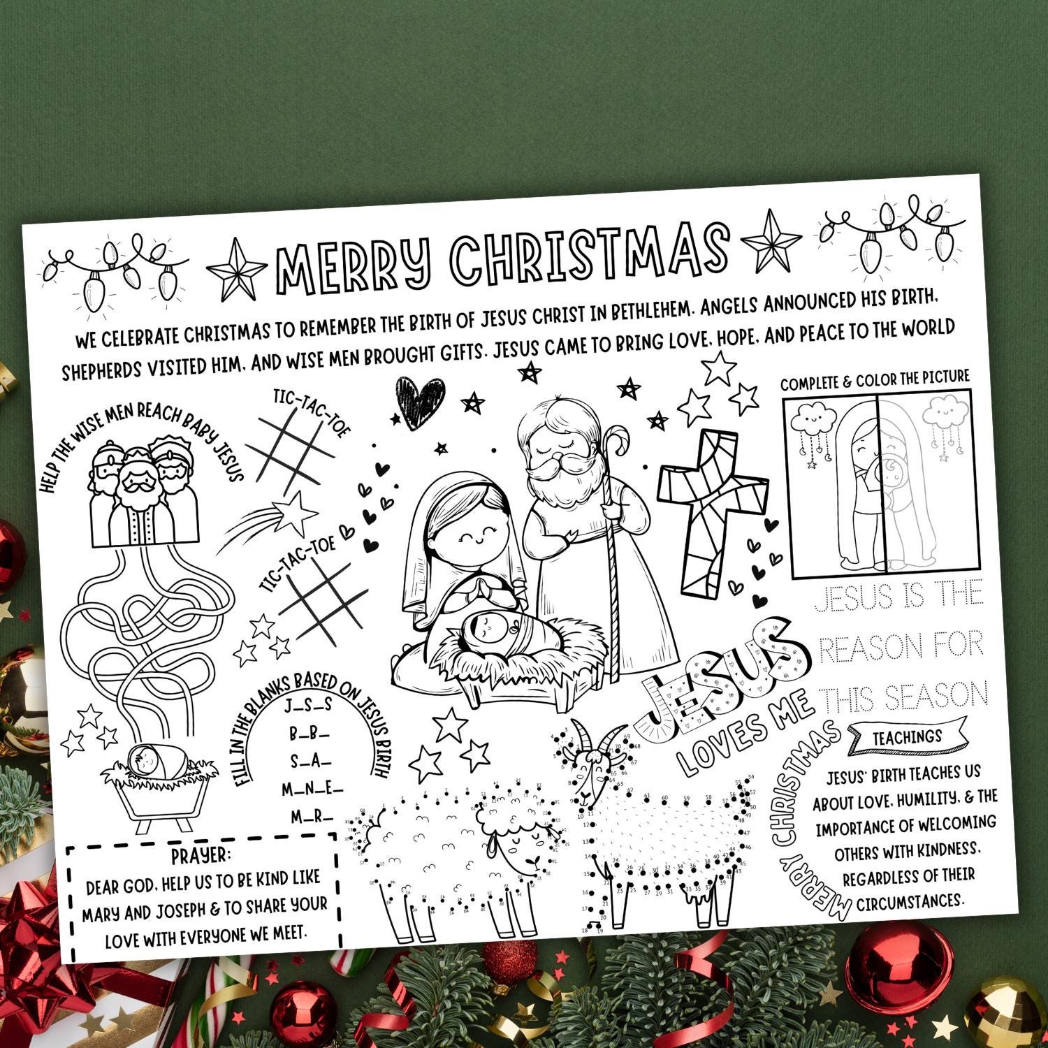 Nativity Coloring Sheet, Christmas Coloring Page for Kids, Christian ...