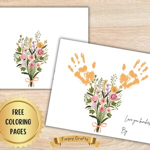 Flower Handprint Craft Art, Printable Handprint Template, Handprint ...