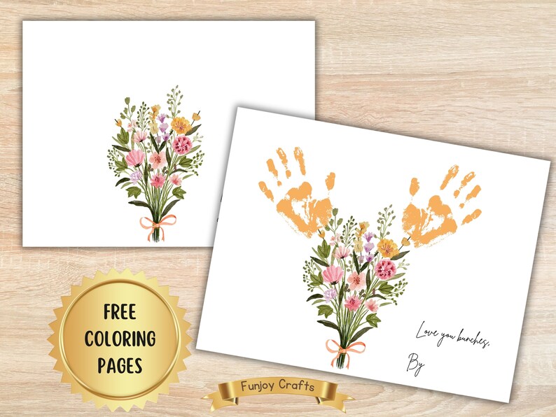 Flower Handprint Craft Art, Printable Handprint Template, Handprint