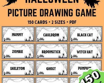 Halloween Picture Drawing Game Cards, Halloween Party Games, Halloween Family Games, Halloween Office Games, PRINTABLE, DOWNLOAD
