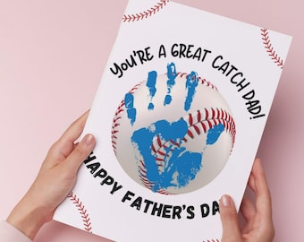 Father's Day Baseball Handprint Art, Toddler Keepsake Craft (Digital Download)