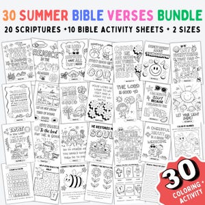 PRINTABLE Summer Christian Bible Verse Homeschool Printable Coloring Page Kid Sunday School Kindergarten Activities Scripture Worksheet