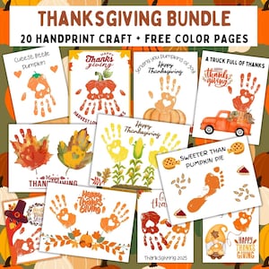 Thanksgiving Handprint Art BUNDLE, Thanksgiving Handprint Craft, PRINTABLE Activity Babies Toddlers, Handprint Keepsake, Thanksgiving Craft