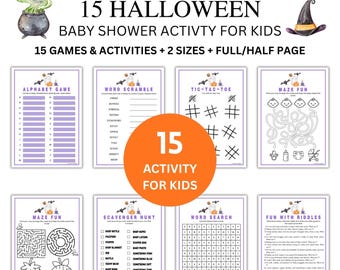 15 Halloween Baby Shower Games and Activities for Kids (Digital Download)