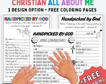 Christian All About Me Worksheet PRINTABLE, Sunday School Welcome Activity, Bible Craft for Kids, Faith Based Christian Activity for Kids