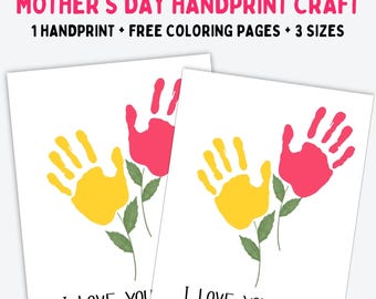 Mother's Day Handprint Printable, DIY Craft Gift for Mom, Gift for Mom, Mother's Day Printable, Digital Download, Mothers Day Craft Activity