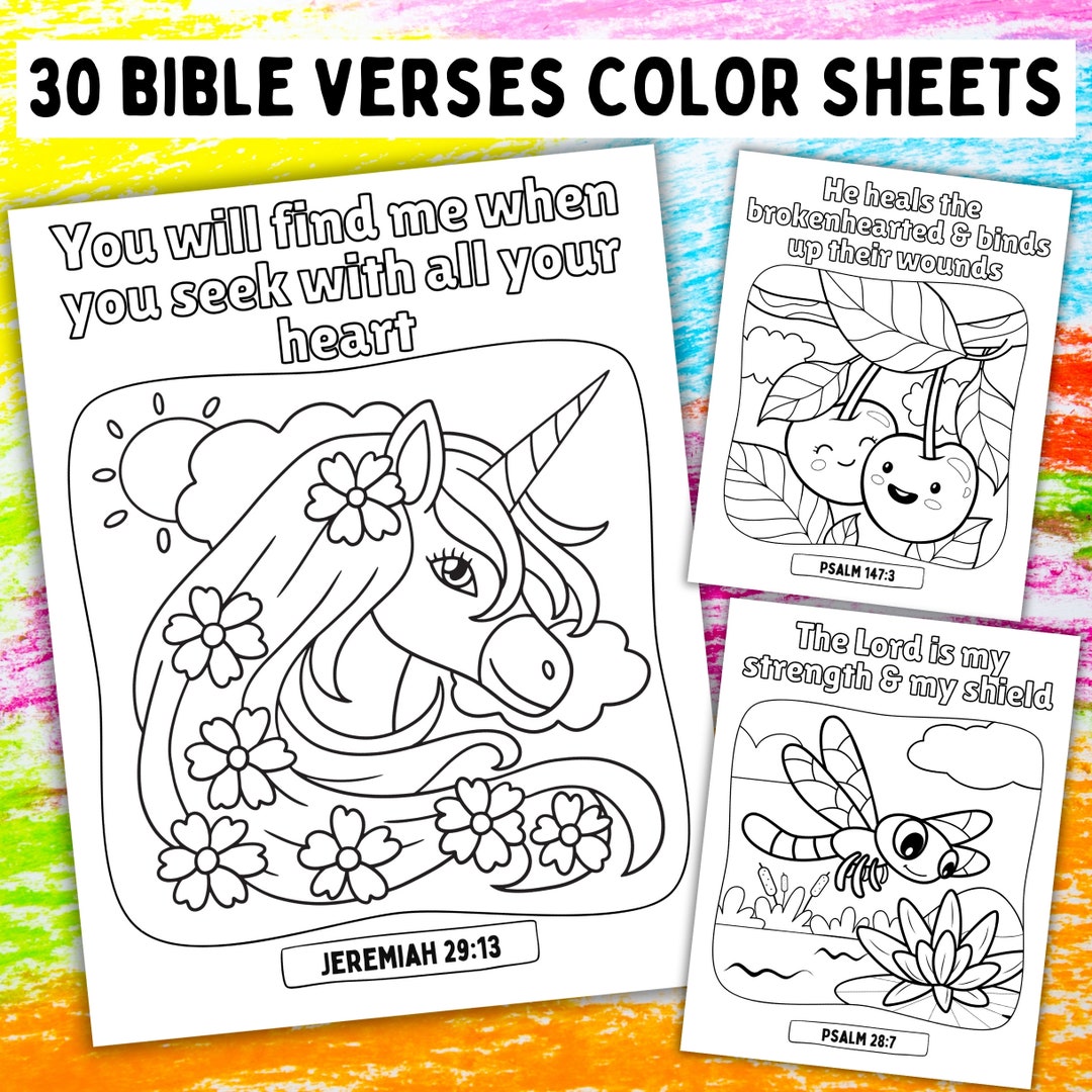30 Bible Verse Coloring Pages for Kids, Printable Bible Scripture ...