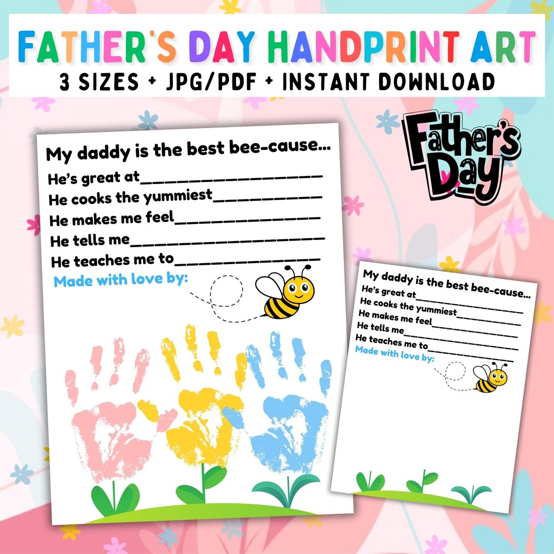 Father's Day Handprint Activity, Dad Handprint Craft, Printable ...