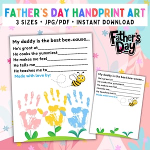 Father's Day Handprint Activity, Dad Handprint Craft, Printable Activity for Father's Day Handprint Art, Toddler Handprint Craft, PRINTABLE