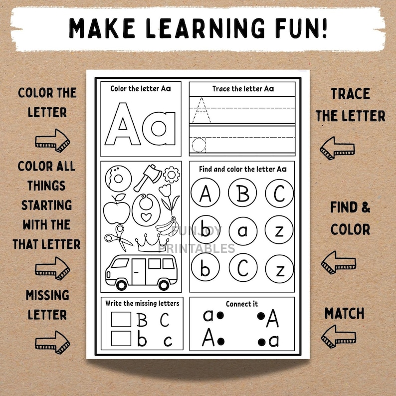 Alphabet Worksheets Printable, Alphabet Busy Book, Letter Practice ...