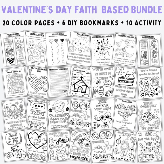 Valentines Day Faith Jesus Coloring Pages Kids, Christian Coloring Pages, Bible Verse Activity, Sunday School Craft, Faith Based DOWNLOAD