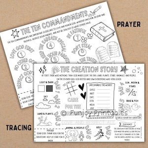 PRINTABLE Bible Stories Kids, Bible Coloring Page Kids, Bible Activity for Church, Sunday School Activity Mat Sheet, Bible Activity Placemat image 6